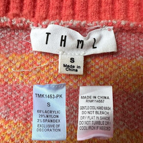 THML Coral Fair Isle Turtleneck Sweater, Size S - Picture 6 of 9